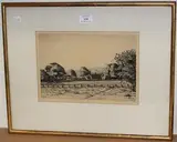 Allan Gwynne-Jones, Hares in a Field, Summer Afternoon, 1926, monochrome etching