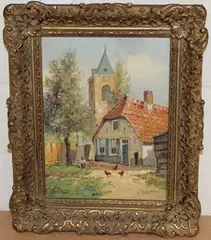 A. Sichingel, Duten Village Scene, oil on canvas