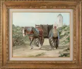 Cor Schaap, Schelpenvisser bij Katwijk, Olieverf op paneel