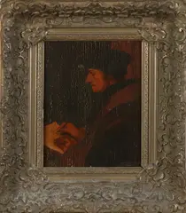 A. Otto. D. Dorf, Schrijvende man, Olieverf op paneel