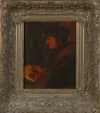 A. Otto. D. Dorf, Schrijvende man, Olieverf op paneel