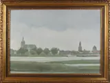 Lieuwe Gerstmijer, Gezicht op Kampen, Olieverf op paneel