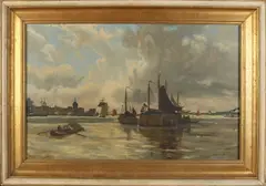 T.H. Wouterse, Gezicht op Dordrecht, Olieverf op linnen