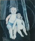 Jopie Huisman, Stilleven poppen, Gesigneerde lithografie op papier