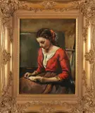 Lezende dame by Ton Anconé, 1976, Oldenzaal, Olieverf op linnen, sold Oct 2021