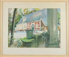 Kees Broerse, Vakwerkhuis in Twente, Pastel op papier