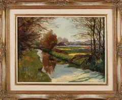 Riviergezicht by Johan Pietersen, Olieverf op linnen, sold Oct 2021