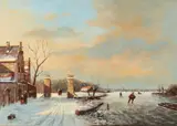 L. Scheen, Hollands wintergezicht, Olieverf op paneel