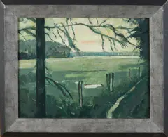 Cornelis Kloos, Hollands landschap, Olieverf op paneel