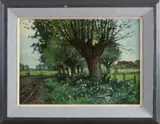 Paul Bodifée, Landschap met knotwilgen, Olieverf op paneel