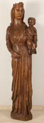 Grote gotische notenhout gestoken Madonna, H 147 cm., Grote gotische notenhout gestoken Madonna