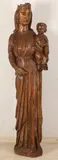 H 147 cm. by Grote gotische notenhout gestoken Madonna, Grote gotische notenhout gestoken Madonna, sold Oct 2021