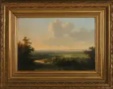 Willem de Klerk, Panoramisch landschap, Olieverf op paneel
