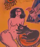 Guilliaume Corneille, Naakte vrouw met kat en duif