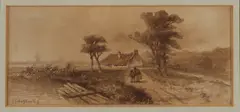 Andreas Schelfhout fecit, Hollands landschap met boerderijen, Andreas Schelfhout Fecit