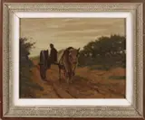 Herman Johannes van der Weele, Boer met ossenspan, Olieverf op linnen