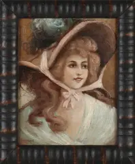 Mary Conett, Dame met hoed, Olieverf op paneel