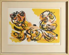 Abstracte figuratieve compositie by Karel Appel '68, Lithografie op papier, sold Jul 2021