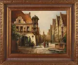 Stadsgezicht by Onduid. gesig., Olieverf op linnen, sold Jul 2021