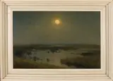 Gerard Krol, Aamsveen bij volle maan, Olieverf op paneel