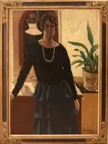 Albert Francois Mathijs, Dame in interieur, Olieverf op linnen