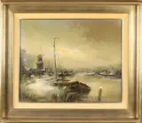 John Bevort, Hollands wintergezicht met molen, Olieverf op linnen