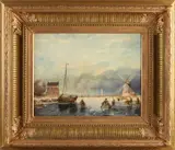 L. Hoffmann, Wintergezicht met ijspret, Olieverf op paneel