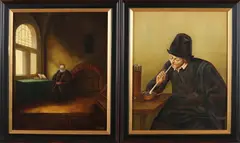 2x A. Wapenaar, Figuren voorstellingen, Olieverf op linnen
