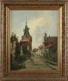 Theo Koch, Dorpsgezicht Elburg, Olieverf op paneel