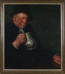 Der Trinker by Walter Heimig, Olieverf op linnen, sold Jul 2021