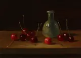 Stilleven met kersen met Romeins glas by C. Cornelisz, Olieverf op paneel, sold Jul 2021
