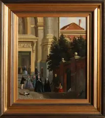 J. van Blok, Figuren voor kerk bij bedelaars, Olieverf op paneel