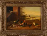 Wilhelm Albertus Lammers, Hoenderhof, Olieverf op paneel