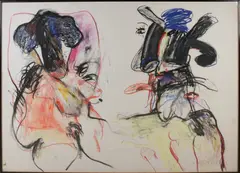 Figuratieve voorstelling by Anton Martineau, Gemengde techniek op papier, sold Jul 2021