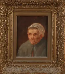 Monogram W.v.W., Portret oude boeren vrouw, Olieverf op linnen