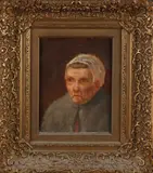 Monogram W.v.W., Portret oude boeren vrouw, Olieverf op linnen