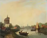 L. Hasen, Romantisch landschap, Olieverf op linnen