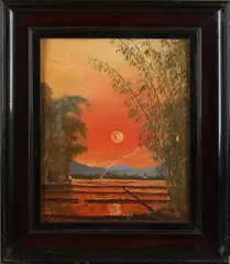 A. Eland, Indonesisch landschap met rijstvelden, Olieverf op linnen