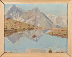 Paul Perrelet, Zwitsers berglandschap, Olieverf op linnen