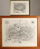 Twee antieke gravures, Stadswallen Boswaert en Heusden, Twee antieke gravures