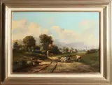 Julius van de Sande Bakhuyzen, Hollands landschap, Olieverf op linnen