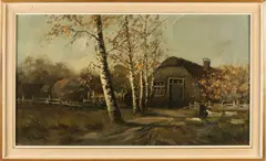Anton Beek, Landschap met boerderij, Olieverf op paneel