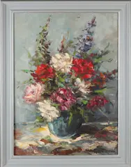 W. Reinders, Vaas met bloemen, Olieverf op linnen
