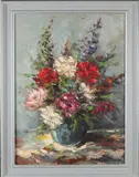 W. Reinders, Vaas met bloemen, Olieverf op linnen