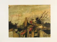 Frans Erkelens, Abstracte compositie, Gemengde techniek op papier