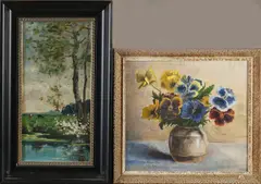 Febernes + Knaake, Violen + landschap, Olieverf op paneel