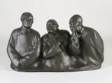 Oud Chinees bronzen figuur, Drie lachende Chinesen