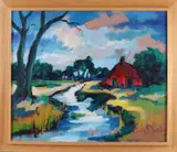 Arie Zuidersma, Landschap bij Drentse Aa, Olieverf op linnen