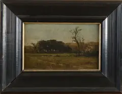 W.J. Schütz, Landschap met bosgezicht, Olieverf op paneel