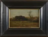 W.J. Schütz, Landschap met bosgezicht, Olieverf op paneel